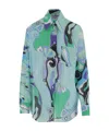 Pucci Cotton Shirt With Orchid Print In Green