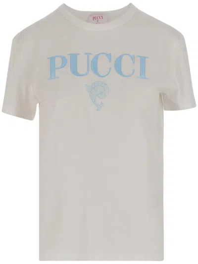 Emilio Pucci Cotton T-shirt With Contrasting Logo Print