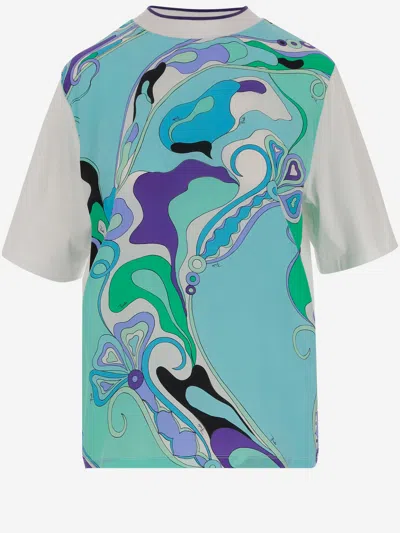 Emilio Pucci Cotton T Shirt With Orchid Print