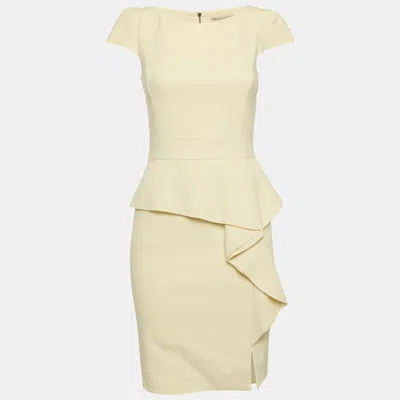 Pre-owned Emilio Pucci Cream Wool Ruffled Cap Sleeve Mini Dress S