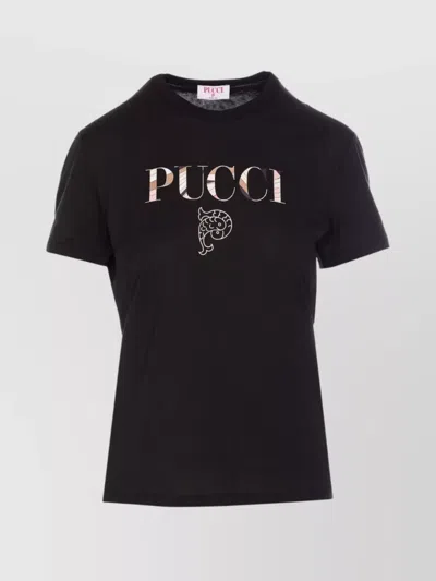 Pucci Crewneck Short Sleeves T-shirt In Black
