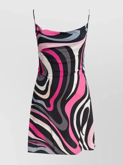 Emilio Pucci Cross-back Patterned Dress Fitted Bodice In Pink