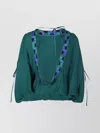 Emilio Pucci Draped Sleeve Geometric Trim Open Back Blouse