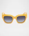 Pucci Emilio  51mm Butterfly Sunglasses In Shiny Yellow Gradient Blue