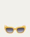 Pucci Butterfly Acetate Sunglasses In Shiny Yellow Gradient Blue
