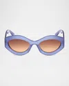 Pucci Cat-eye Acetate Sunglasses In Shiny Opal Lavender Grad Brown To Orange Lenses