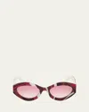 Emilio Pucci 54mm Gradient Geometric Sunglasses In Shiny White Pattern Grad Fuschia Lenses