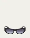 Pucci Women's Cat-eye Shiny Black And Blue Gradient Acetate Sunglasses In Shiny Black Grad Blue Lenses