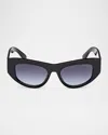 Pucci Women's Cat-eye Shiny Black And Blue Gradient Acetate Sunglasses In Shiny Black Grad Blue Lenses