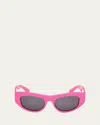 Pucci Women's Cat-eye Shiny Fuchsia And Smoke Acetate Sunglasses In Shiny Solid Fuschia Smoke Lenses