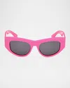 Pucci Women's Cat-eye Shiny Fuchsia And Smoke Acetate Sunglasses In Shiny Solid Fuschia Smoke Lenses