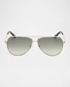 Pucci Women's Aviator-style Green Gradient Gold-tone Sunglasses In Shiny Pale Gold Dark Havana Grad Green Lenses