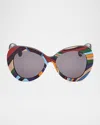 Pucci Emilio  56mm Round Sunglasses In Animal Smoke