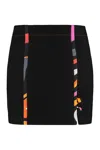 EMILIO PUCCI FALL 2023 MINI-SKIRT WITH CONTRASTING COLOR STITCHING AND BUTTONS FRONT SLIT