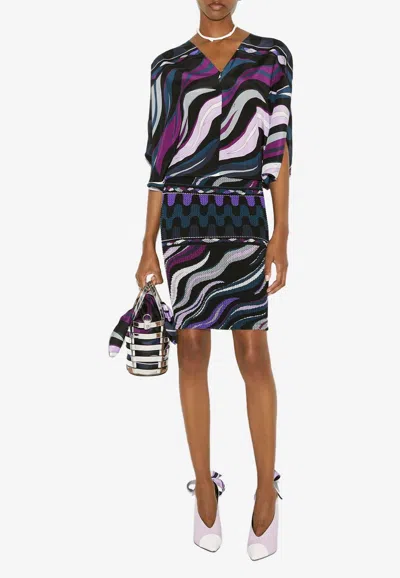 Emilio Pucci Fiamme Print Knee-length Dress In Multicolor