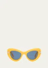Emilio Pucci Cat Eye Acetate Sunglasses In Solid Yellow Pale