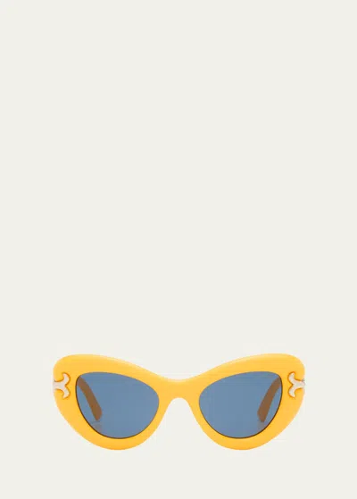 Emilio Pucci Cat Eye Acetate Sunglasses In Solid Yellow Pale
