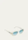 Pucci Women's Shiny Ivory & Green Gradient Geometric Sunglasses In Shiny Ivory Pale