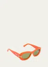 Pucci Women's Orange Fishtail Logo Oval Sunglasses In Shiyn Orange Pale