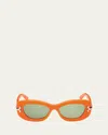 Pucci Women's Orange Fishtail Logo Oval Sunglasses In Shiyn Orange Pale Gold Orange