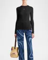Pucci Fine Wool-lycra Vanise Rib Long-sleeve Top In Nero
