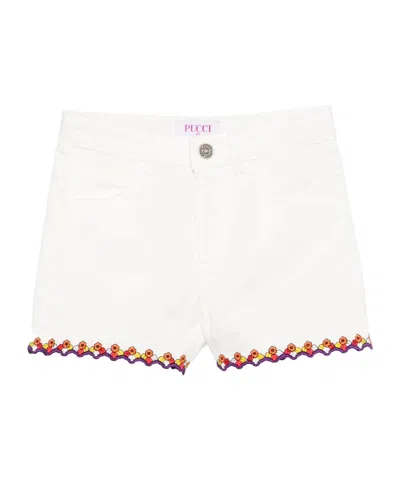 Emilio Pucci Floral-embroidered Shorts In White