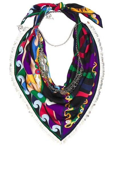 Emilio Pucci Foulard Necklace Scarf In Viola & Rosso