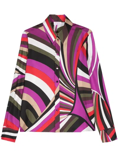 Emilio Pucci Fuchsia Multicolour Silk Shirt For Women In Pink