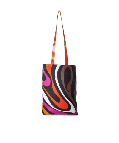 Emilio Pucci Gallery Silk Tote Bag In Black