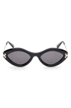 Pucci Logo Acetate & Metal Oval Sunglasses In Shiny Black/smoke