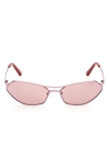 Pucci Geometric Metal & Acetate Rectangle Sunglasses In Shiny Pink/bordeaux Mirror