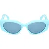Pucci Women's Shiny Light Blue Faceted Rectangle Sunglasses