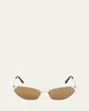 Pucci Geometric Metal & Acetate Rectangle Sunglasses In Gold Brown Mirror