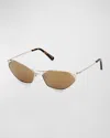 Pucci Geometric Metal & Acetate Rectangle Sunglasses In Gold/brown Mirror