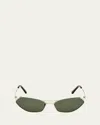 Pucci Geometric Metal & Acetate Rectangle Sunglasses In Gold Green