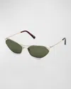 Pucci Geometric Metal & Acetate Rectangle Sunglasses In Gold Green