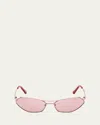 Pucci Geometric Metal & Acetate Rectangle Sunglasses In Shiny Pink Bordeaux Mirror