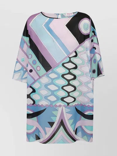 Emilio Pucci Geometric Print Cotton Muslin Kaftan In Blue