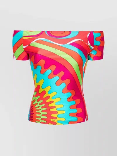 Emilio Pucci Geometric Print Off-shoulder Top In Multicolor