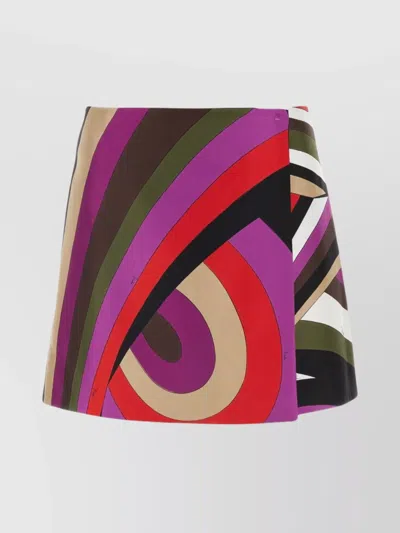 Emilio Pucci Geometric Print Satin Mini Skirt In Multi