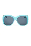 Pucci Geometric Sunglasses In Shiny Opal Turquoise & Blue
