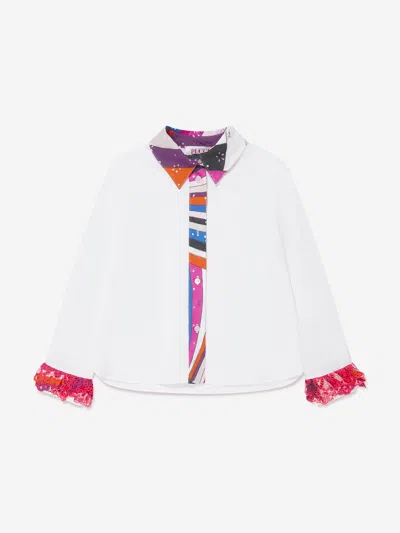 Emilio Pucci Kids' Girls Georgette Shirt In White