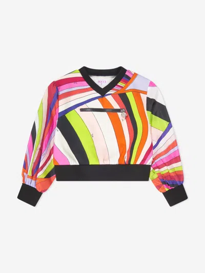 Emilio Pucci Kids' Girls Iride Print Sweatshirt In Multicoloured