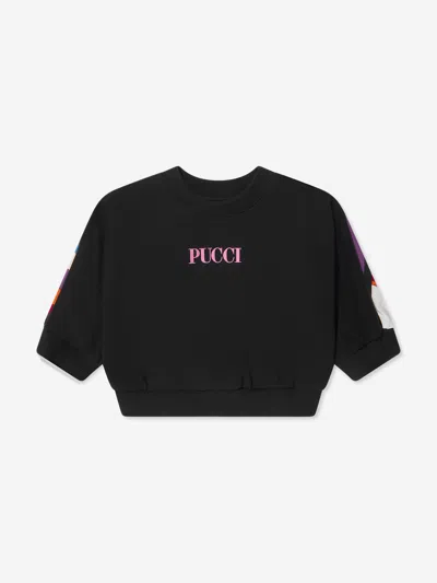 Emilio Pucci Kids' Girls Logo Sweatshirt In Black
