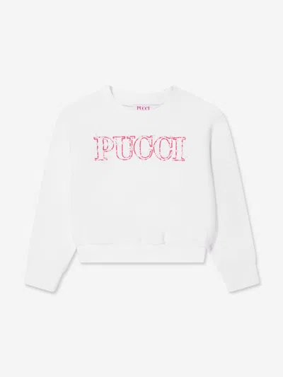 Pucci Kids' Girls Logo Sweatshirt In White