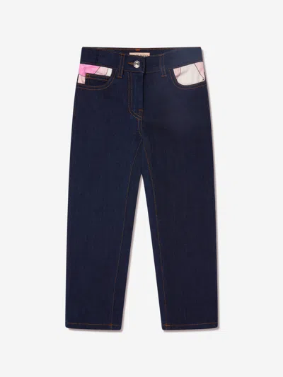 Emilio Pucci Kids' Girls Marmo Pocket Jeans In Blue