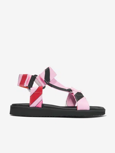 Emilio Pucci Kids' Girls Marmo Print Sandals In Multicoloured