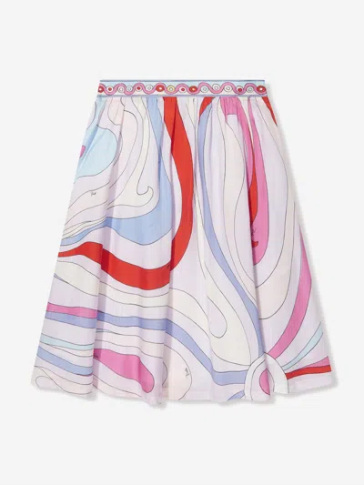 Emilio Pucci Kids' Girls Marmo Print Skirt In Multicoloured