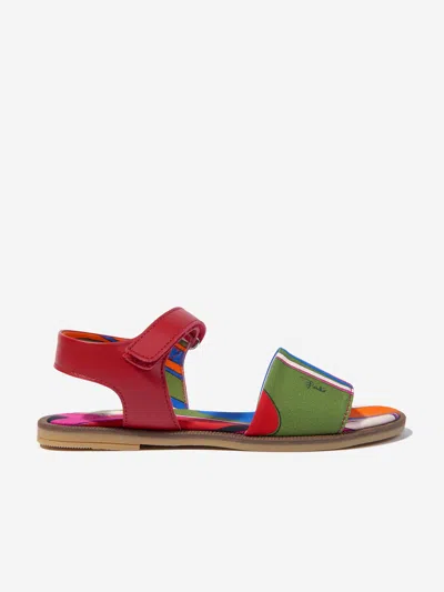 Emilio Pucci Kids' Girls Onde Print Sandals In Multicoloured