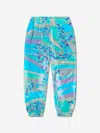 EMILIO PUCCI GIRLS VELVET PATTERNED TROUSERS 8 YRS BLUE